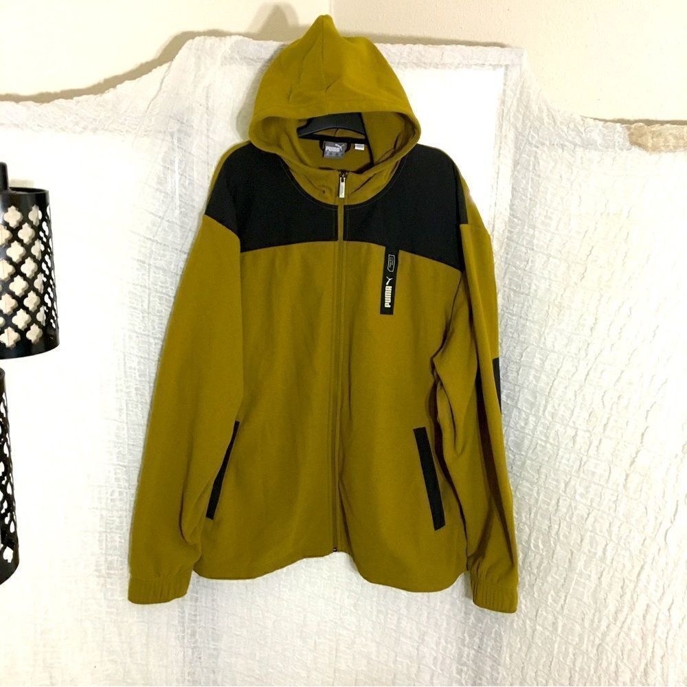 Puma Green & Black Color Block Sweater Hoodie Size XXL